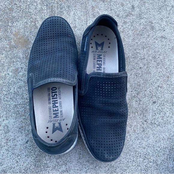 Mephisto Mens size 7 leather slip-in loafer shoes navy blue main image 10